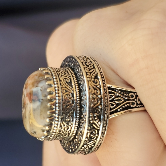 New Dendritic Opal 925 Silver Statement Ring. - Picture 8 of 16